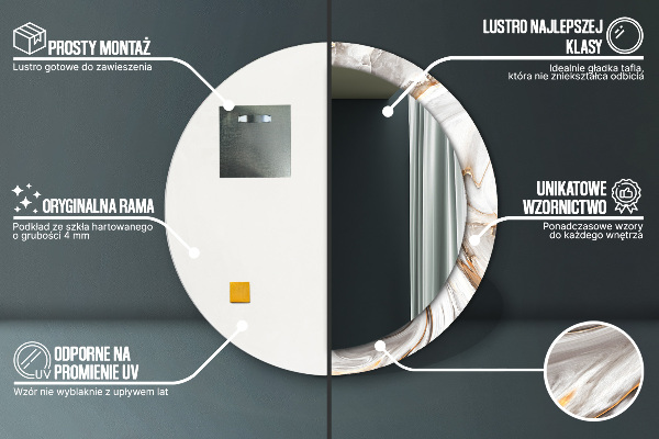 Espelho circular decorativo de parede Mármore Claro