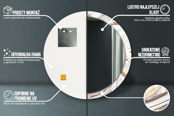 Espelho circular decorativo de parede Mármore Claro
