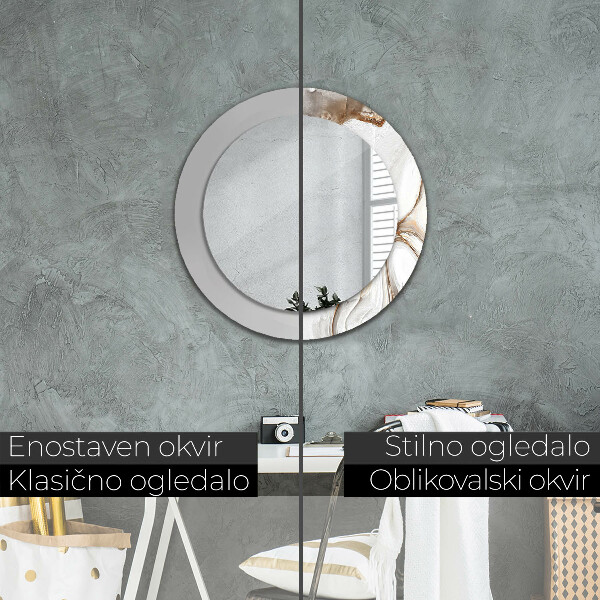 Espelho circular decorativo de parede Mármore Claro