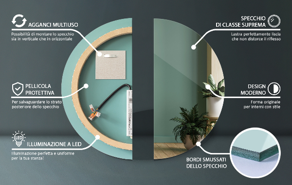 Espelho redondo com led fi 40 cm