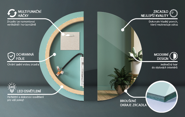 Espelho redondo led fi 50 cm