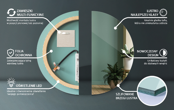 Espelho led redondo fi 70 cm