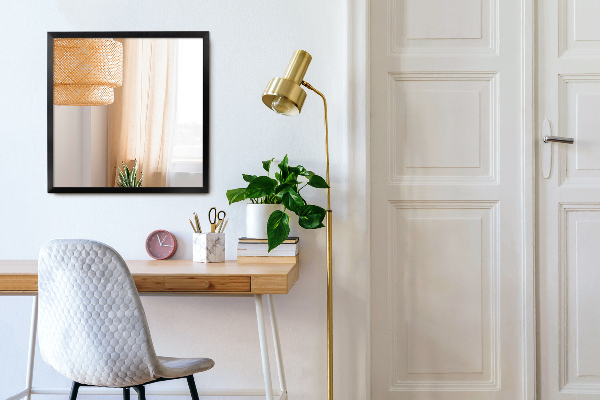 Espelho retangular para a casa de banho com moldura em preto 50x50 cm