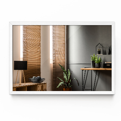 Espelho retangular de casa de banho com moldura em branco 70x50 cm