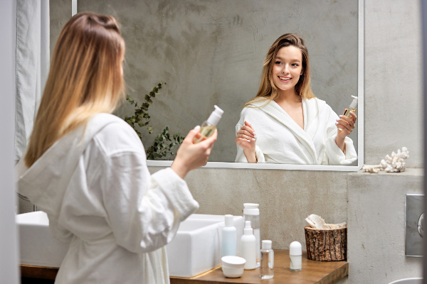 Espelho retangular de casa de banho com moldura em branco 70x50 cm