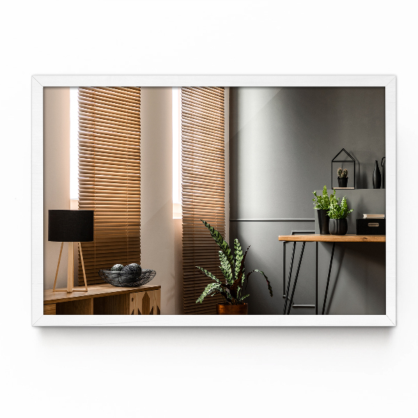 Espelho retangular para casa de banho com moldura em branco 80x60 cm