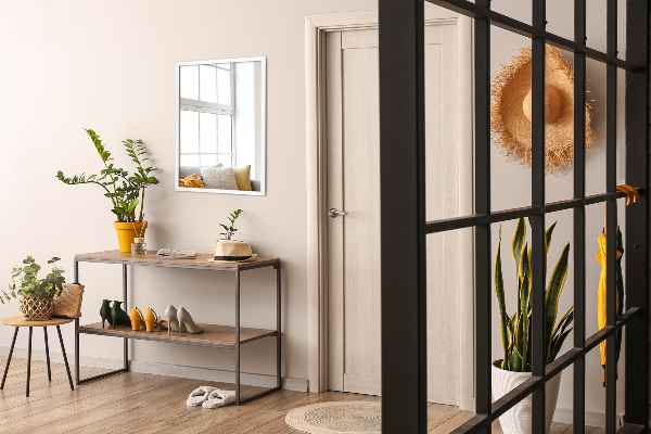 Espelho de corredor com moldura branco 50x50 cm