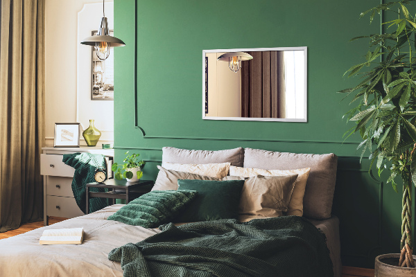 Espelho com moldura branco para corredor 70x50 cm