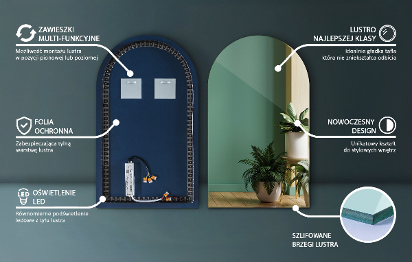 Espelho arco LED 40x70 cm
