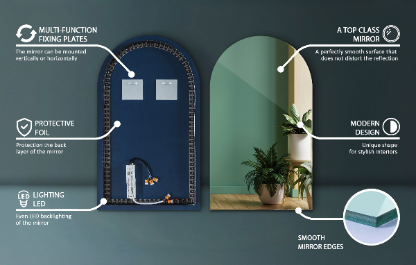 Espelho arco LED 40x70 cm