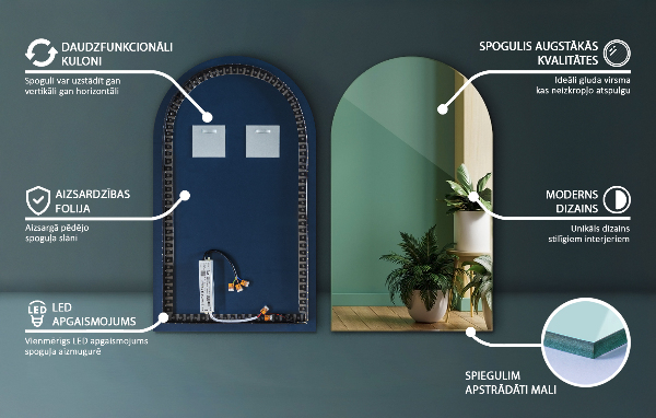 Espelho arco LED 40x70 cm