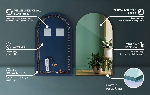 Espelho arco LED 40x70 cm
