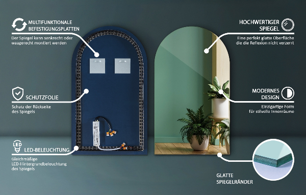 Espelho arco LED 60x100 cm