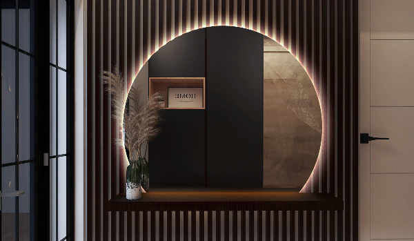 Espelho meia lua com LED 74x90 cm