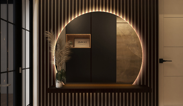 Espelho meia lua com LED 74x90 cm