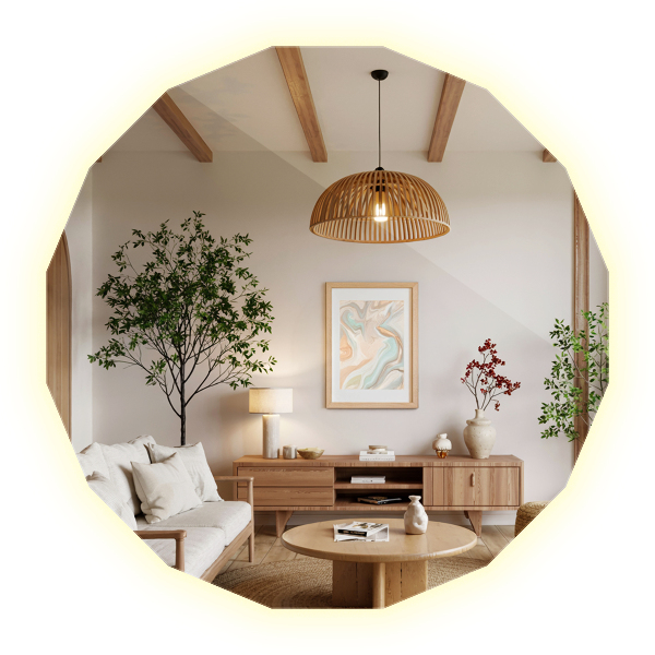 Espelho poligonal LED 80x80 cm