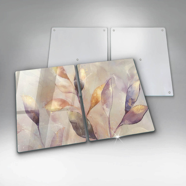 Proteção de parede do fogão a gás Folhas pintadas em estilo boho