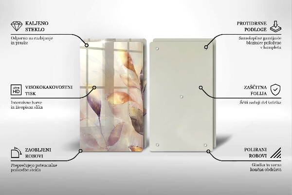 Proteção de parede do fogão a gás Folhas pintadas em estilo boho