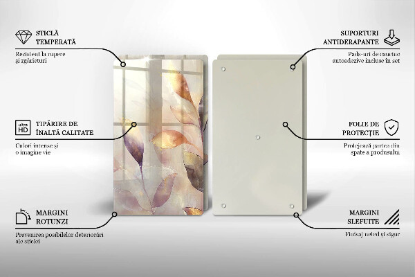 Proteção de parede do fogão a gás Folhas pintadas em estilo boho