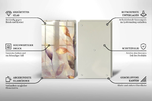 Proteção de parede do fogão a gás Folhas pintadas em estilo boho