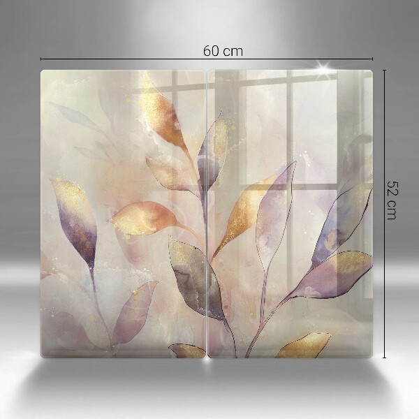 Proteção de parede do fogão a gás Folhas pintadas em estilo boho