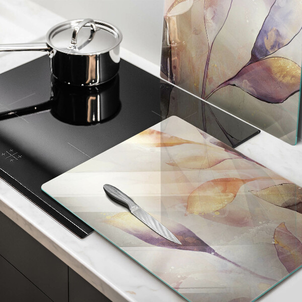 Proteção de parede do fogão a gás Folhas pintadas em estilo boho