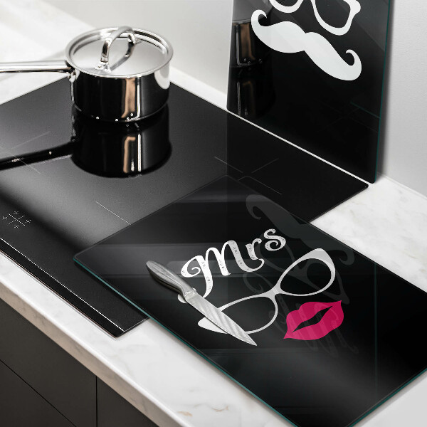 Tampa de parede para fogão a gás Mrs. Mr. - Inscrição, frase