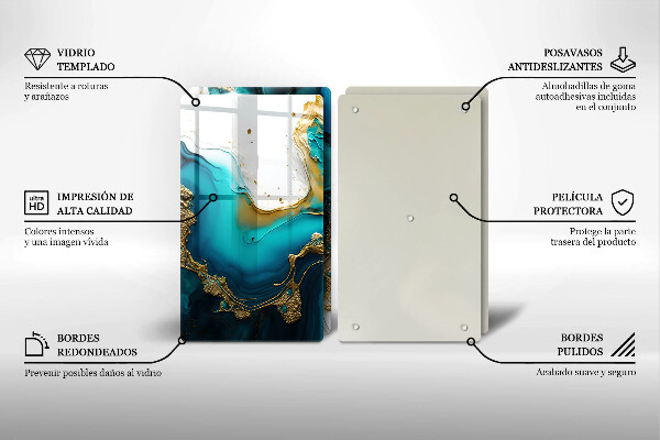 Tampa de parede do fogão a gás Abstração turquesa