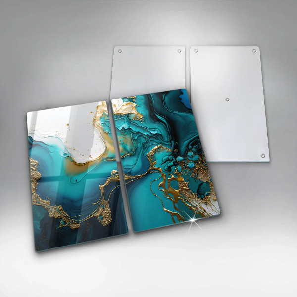 Tampa de parede do fogão a gás Abstração turquesa