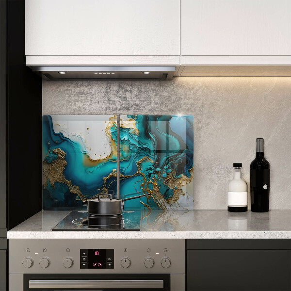 Tampa de parede do fogão a gás Abstração turquesa