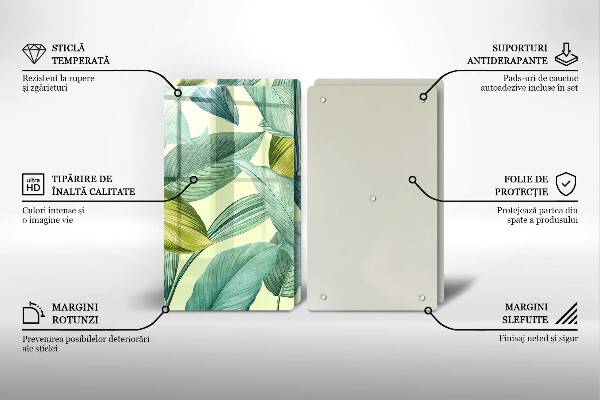 Tampa de parede do fogão a gás Folhas tropicais verdes