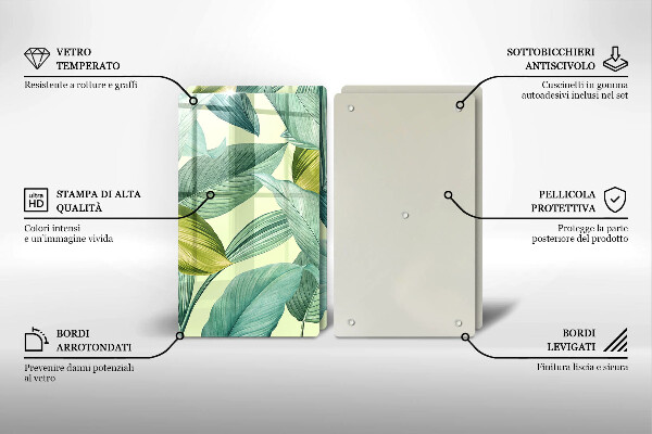 Tampa de parede do fogão a gás Folhas tropicais verdes