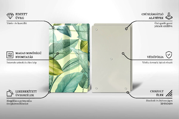 Tampa de parede do fogão a gás Folhas tropicais verdes