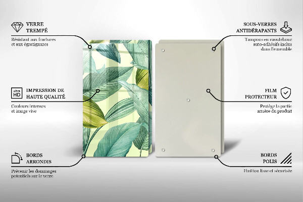 Tampa de parede do fogão a gás Folhas tropicais verdes