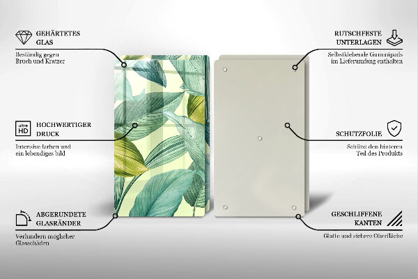 Tampa de parede do fogão a gás Folhas tropicais verdes