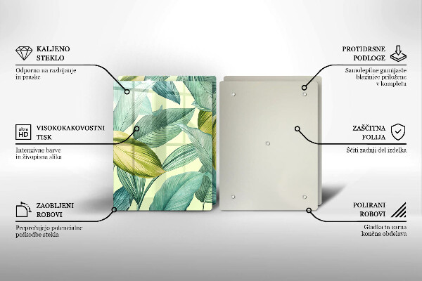 Tampa de parede do fogão a gás Folhas tropicais verdes