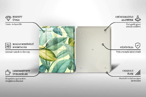 Tampa de parede do fogão a gás Folhas tropicais verdes