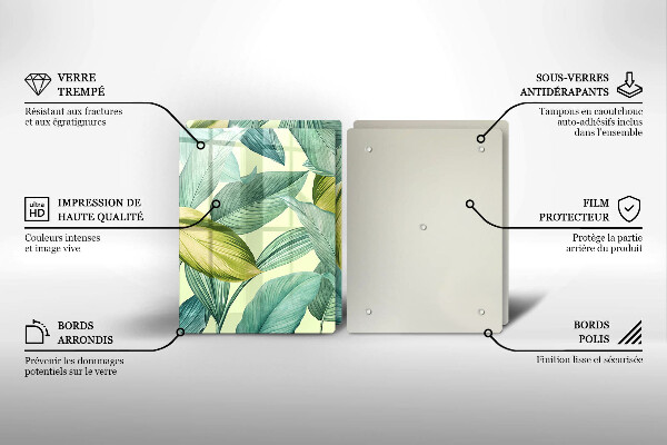 Tampa de parede do fogão a gás Folhas tropicais verdes