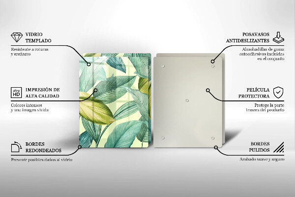 Tampa de parede do fogão a gás Folhas tropicais verdes