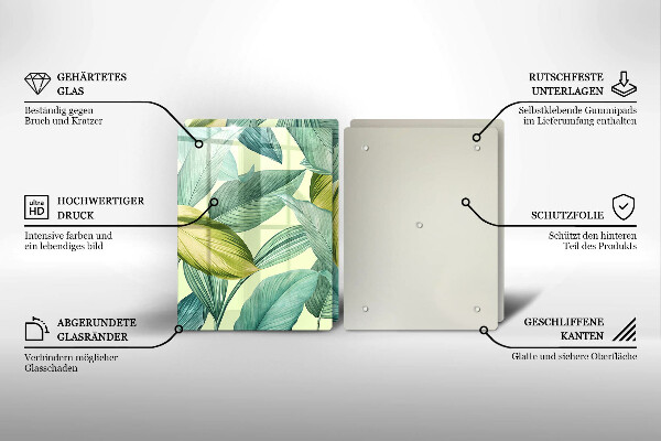 Tampa de parede do fogão a gás Folhas tropicais verdes