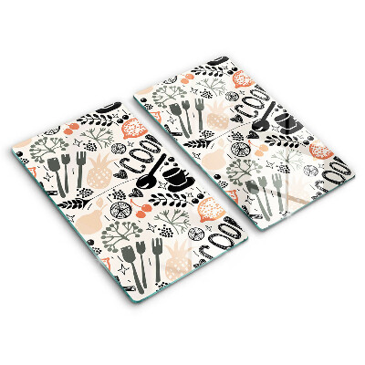 Tampa de parede do fogão a gás Motivo de cozinha desenhado