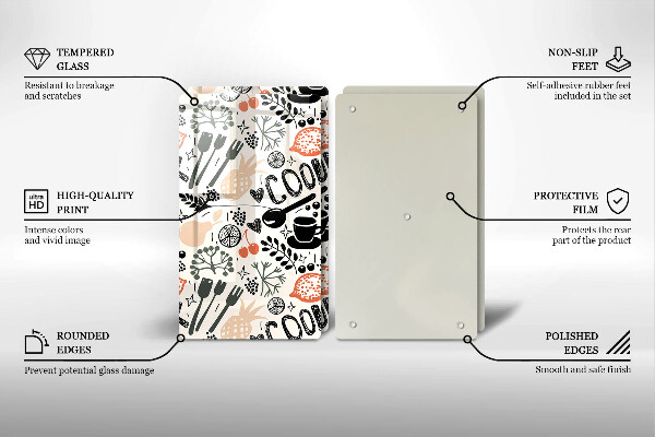 Tampa de parede do fogão a gás Motivo de cozinha desenhado