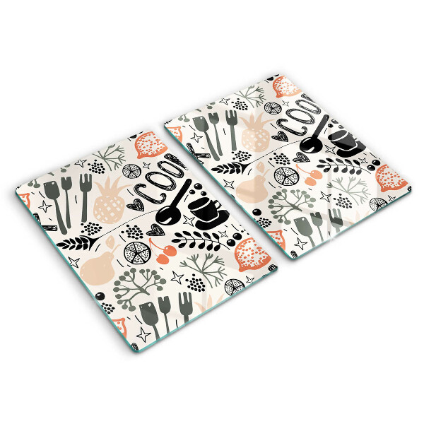 Tampa de parede do fogão a gás Motivo de cozinha desenhado