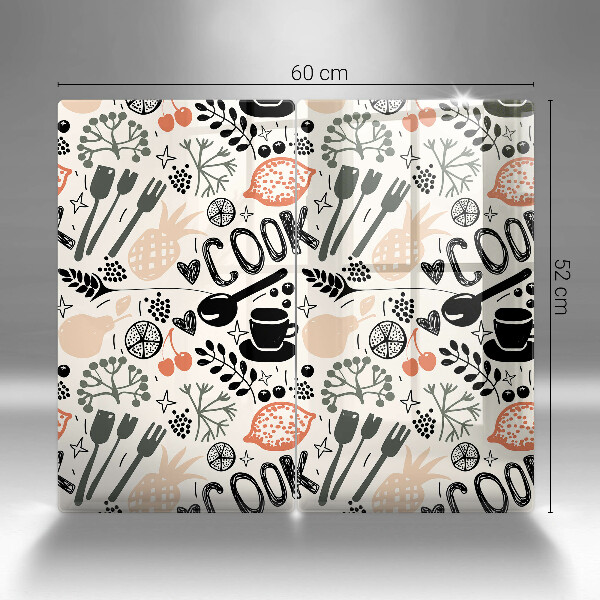 Tampa de parede do fogão a gás Motivo de cozinha desenhado