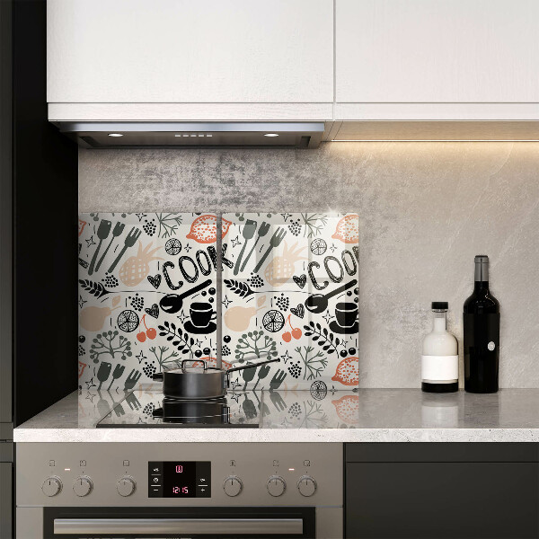 Tampa de parede do fogão a gás Motivo de cozinha desenhado