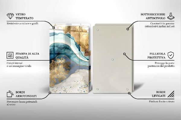 Tampa de parede do fogão a gás Mármore colorido