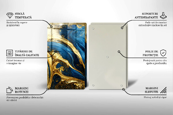 Cobertura de indução Mármore azul e dourado