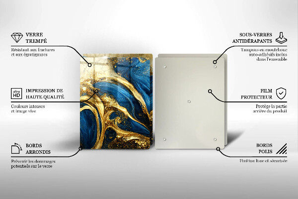 Cobertura de indução Mármore azul e dourado