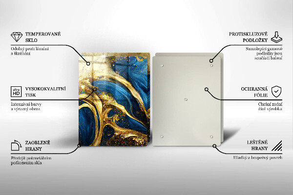 Cobertura de indução Mármore azul e dourado