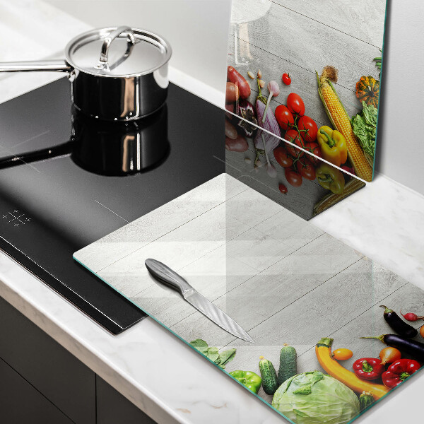 Tampa de parede do fogão a gás Legumes em tábuas